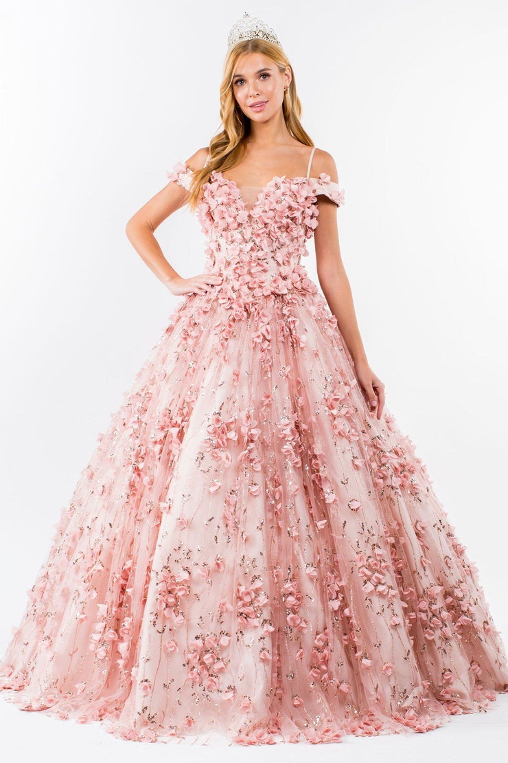 GL1962 rosa fest brudekjole eller turkis med 3 d blomster prinsesse 