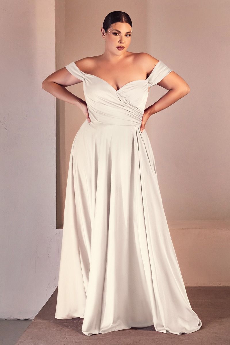 Plus size off skulder brudekjole