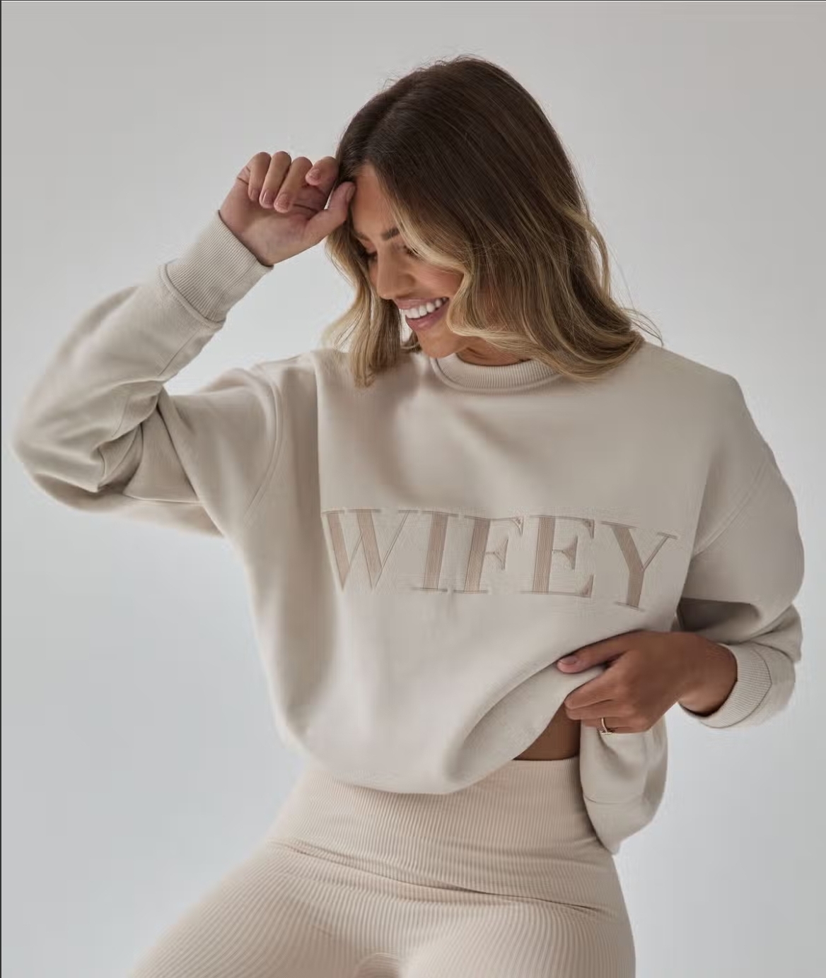 Sweatshirt beige farve