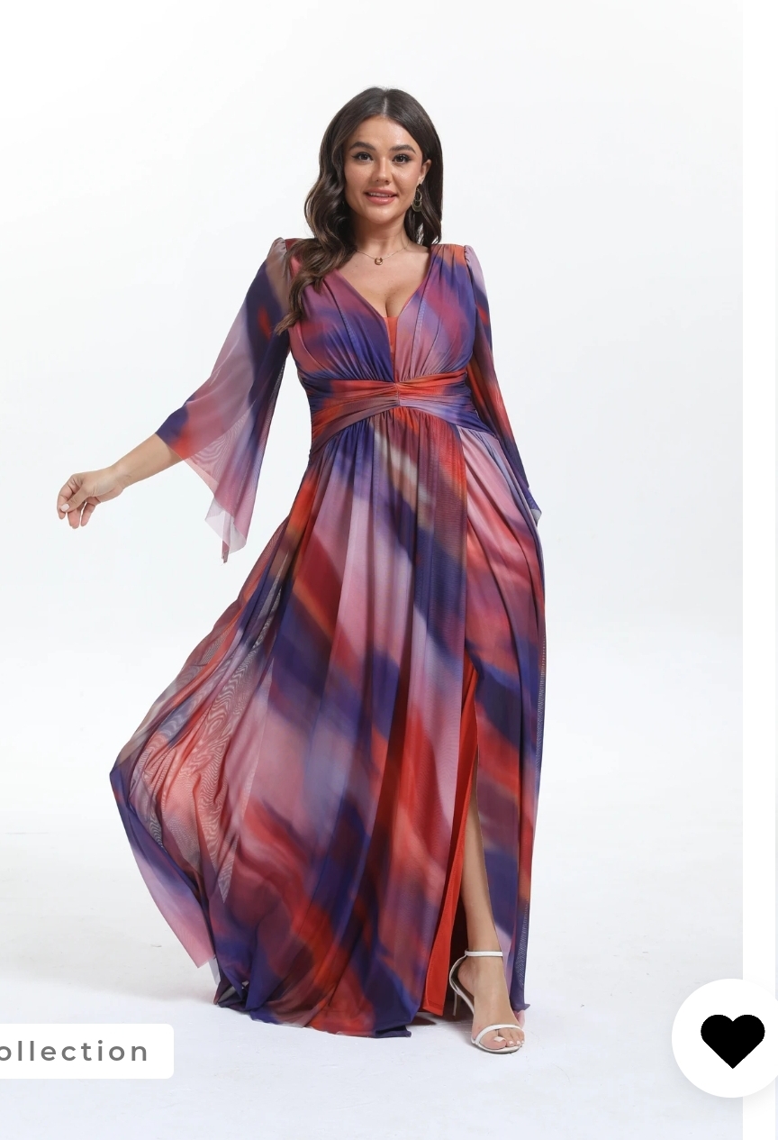 Plus size maxi lang kjole med ærmer i mange farver lilla