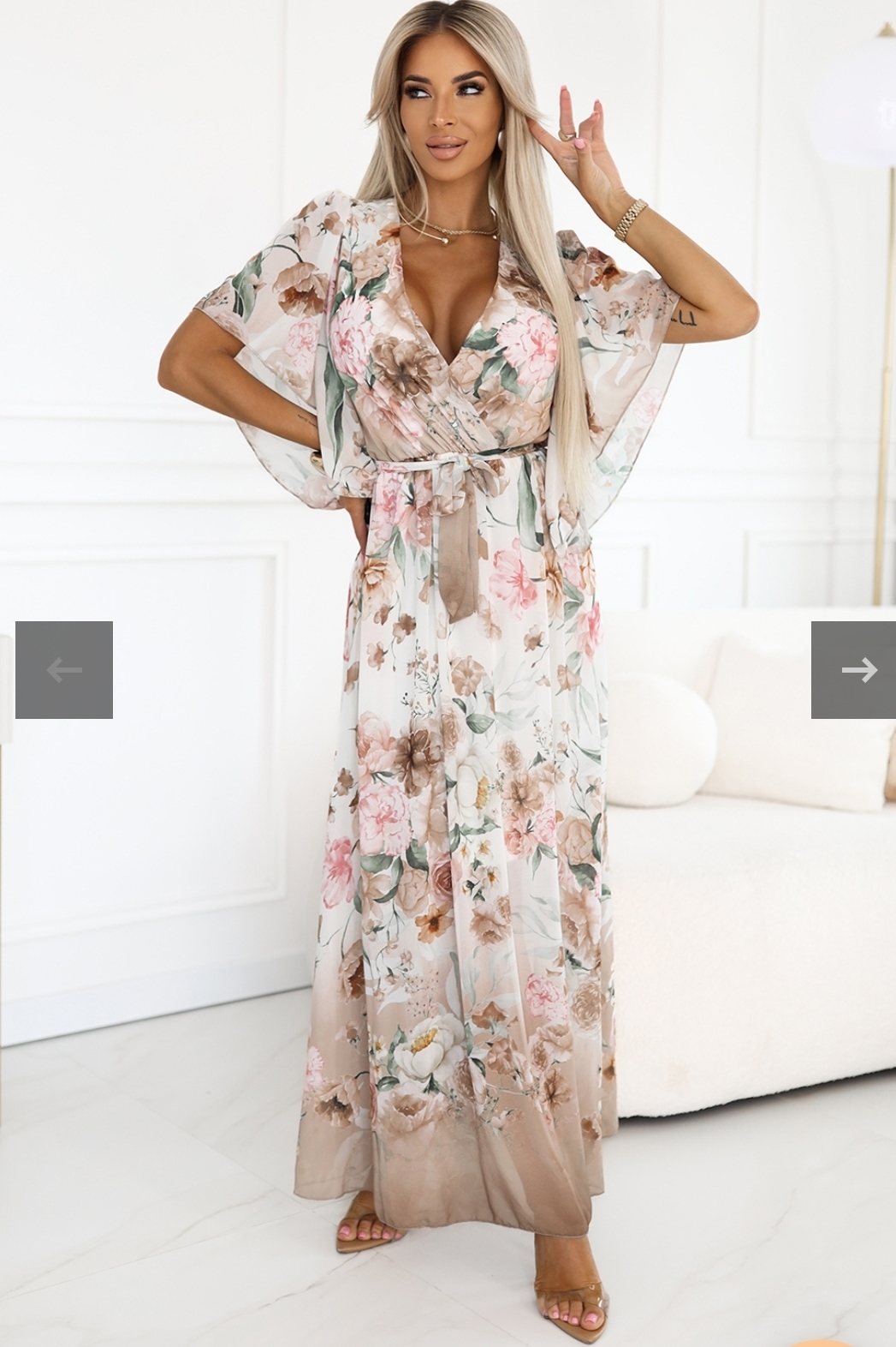 Nice evening dress med slå om bælte fra dansk butik 