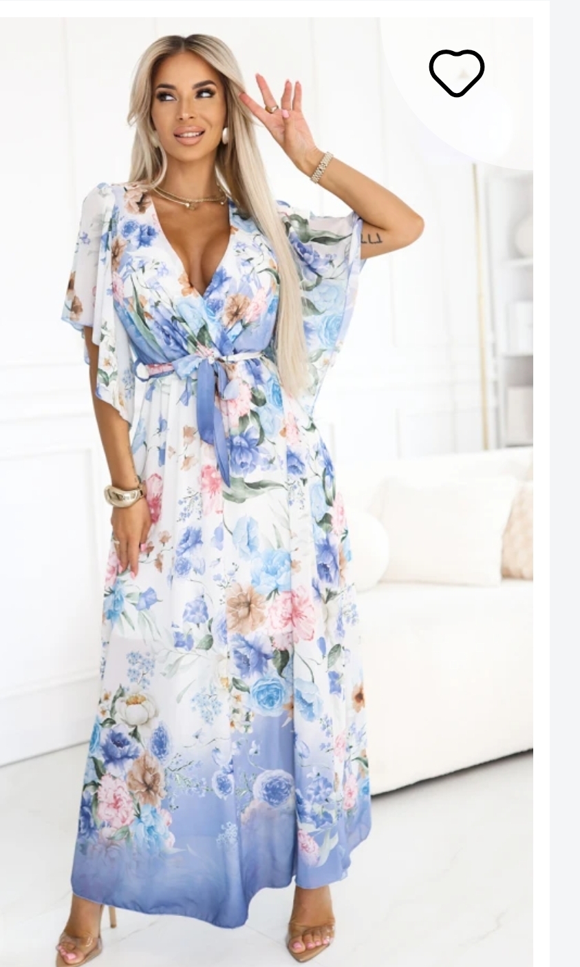 Nice evening dress med slå om bælte blå fra dansk butik 