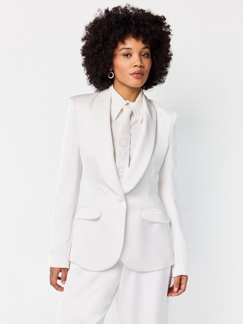 Hvid blazer til hvide bukser studenter blazer satin