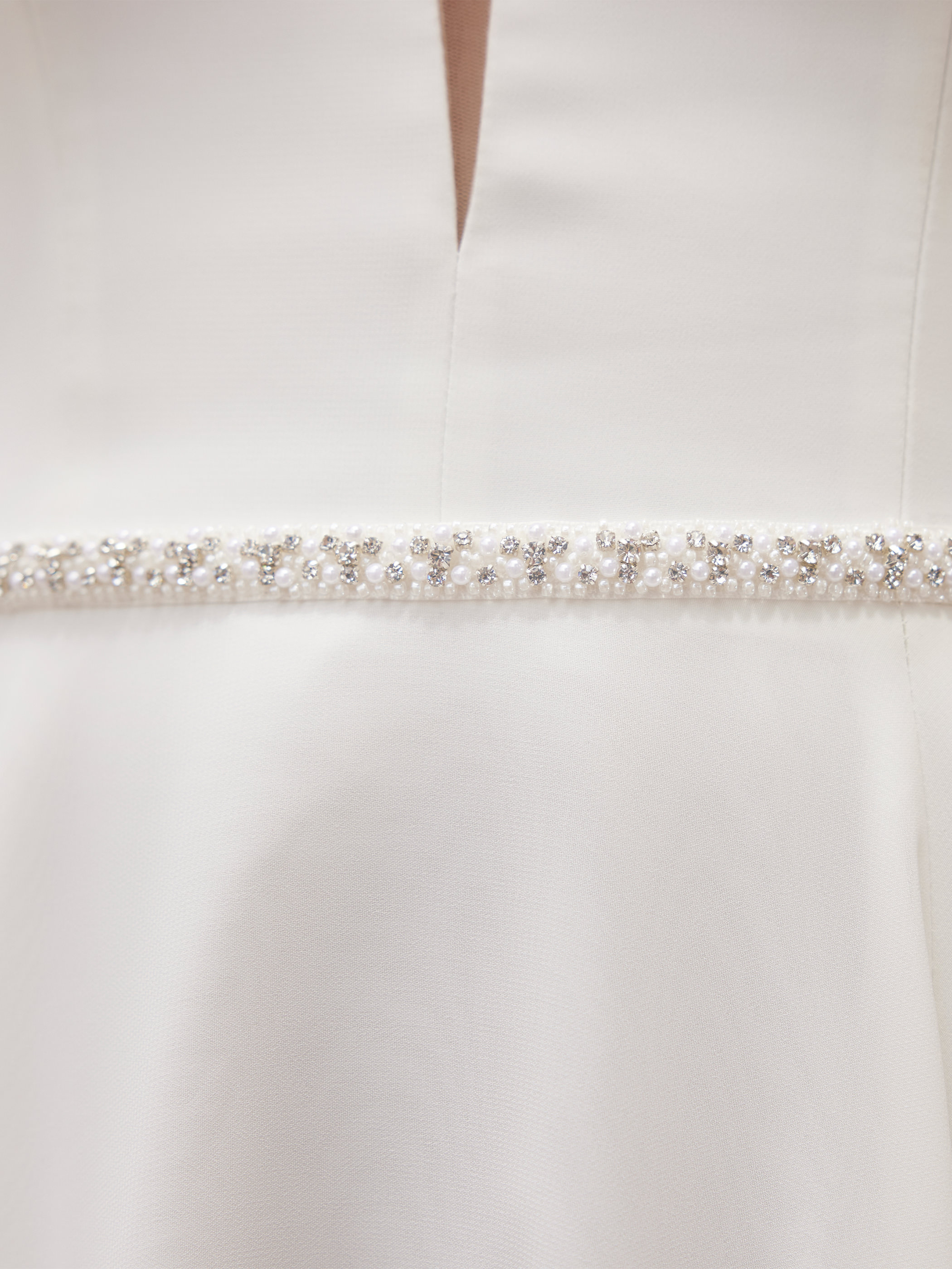 Brudebælte PA174 med perler og zirkoner på satin | bridalstore.dk