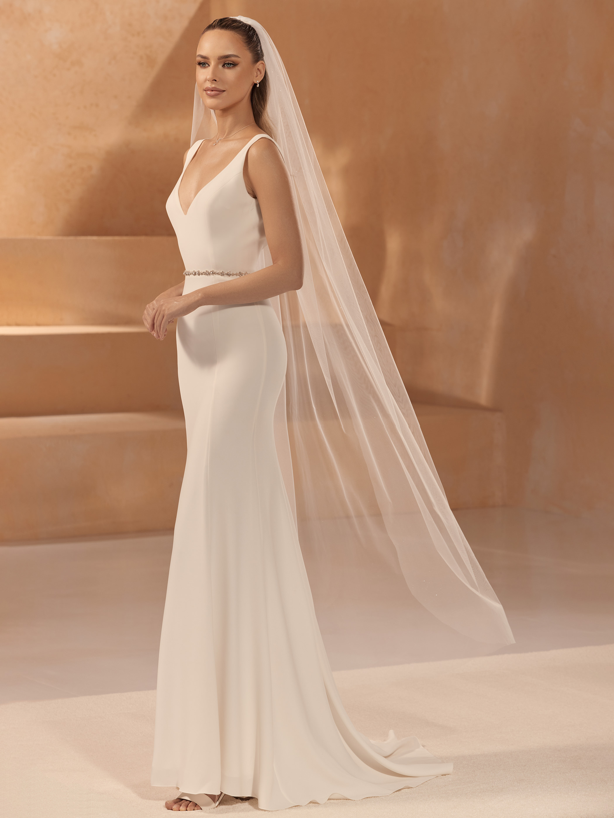 Brudeslør S481 i skinnende glimmertyl 170 cm | bridalstore.dk