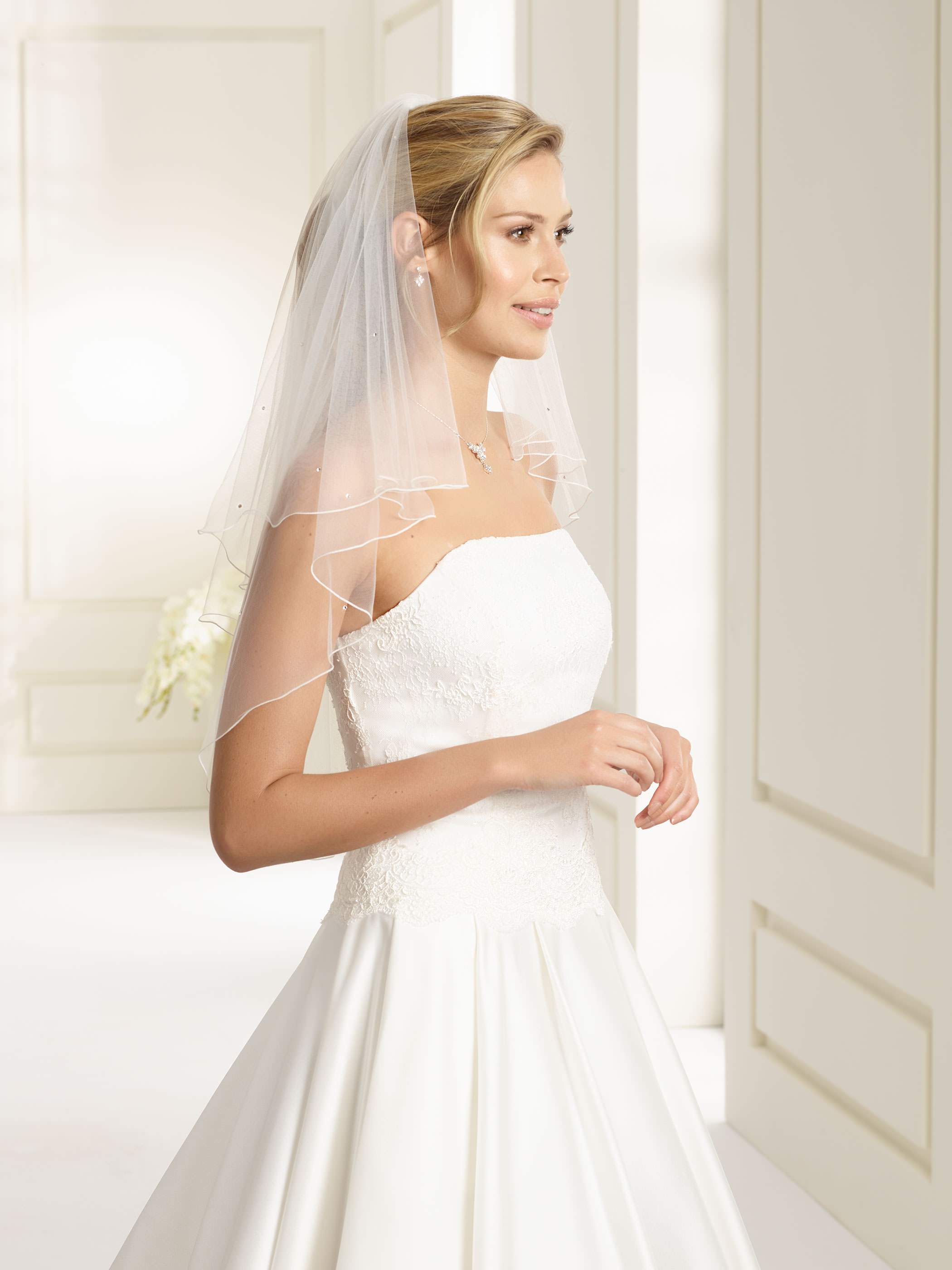 Brudeslør S71 i blød tyl med corded edge (snorekant) 80 cm | bridalstore.dk