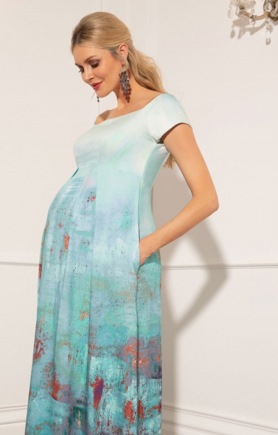 Graviditets festkjole Aria blå ombre | bridalstore.dk