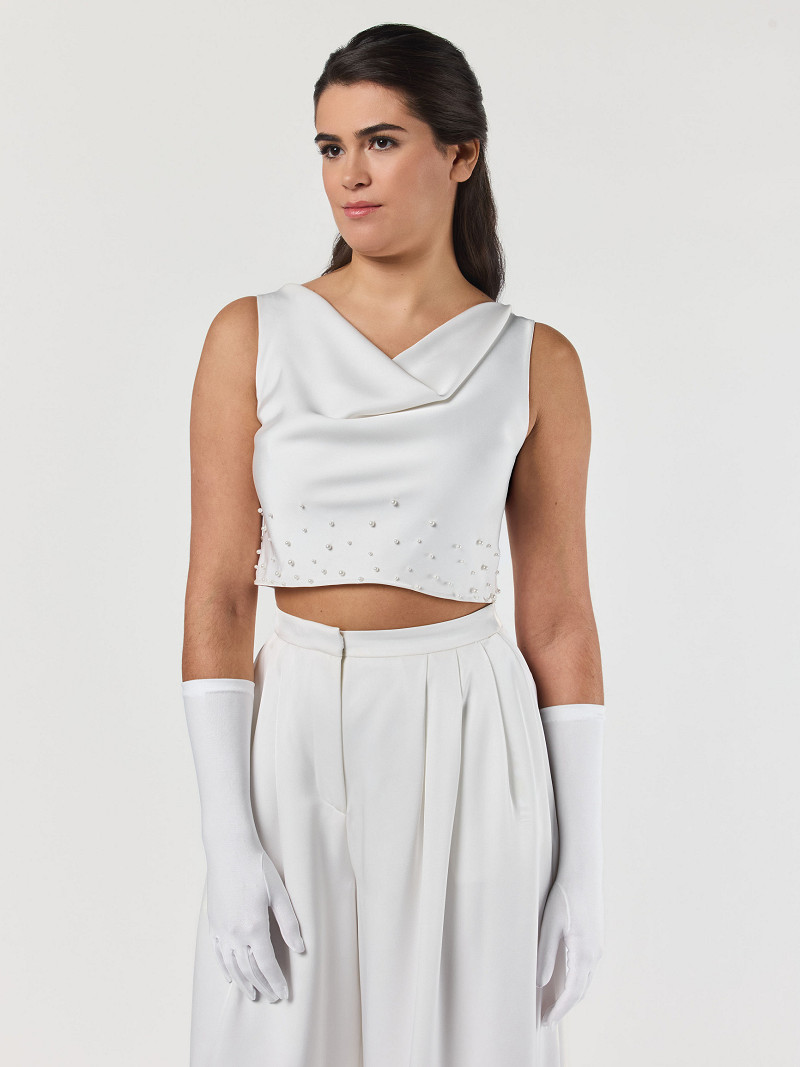 Handske Mat 37 cm ivory | bridalstore.dk