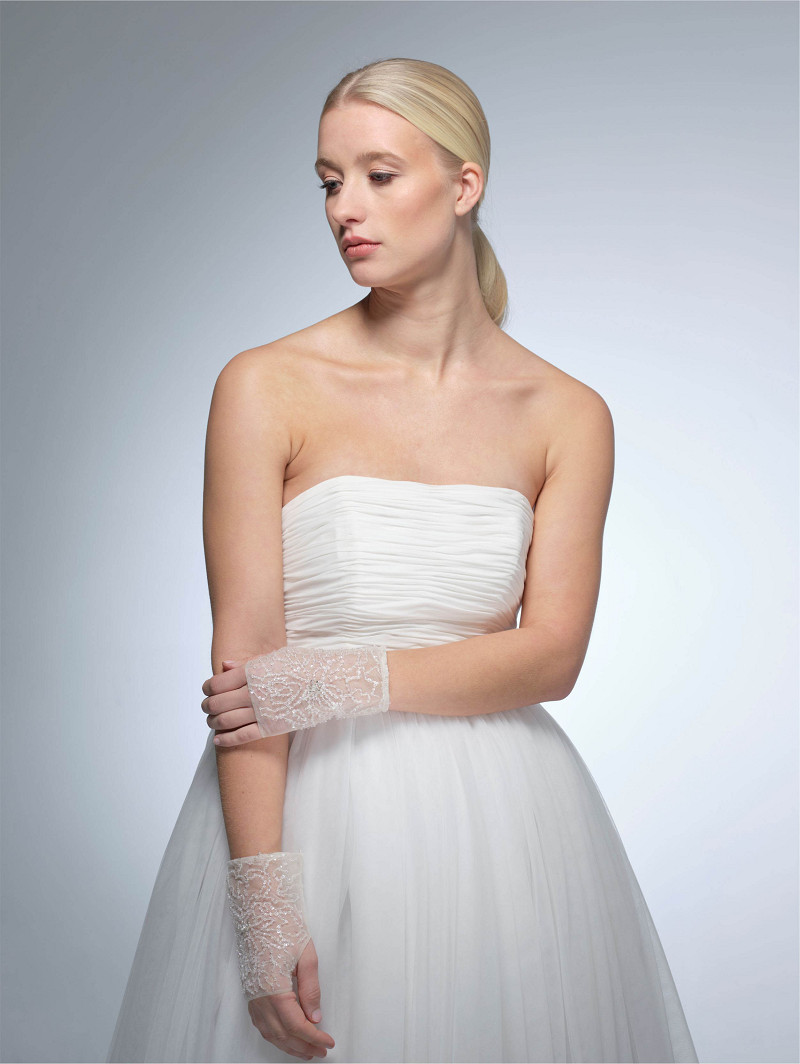 Handske Sequins 15cm ivory | bridalstore.dk